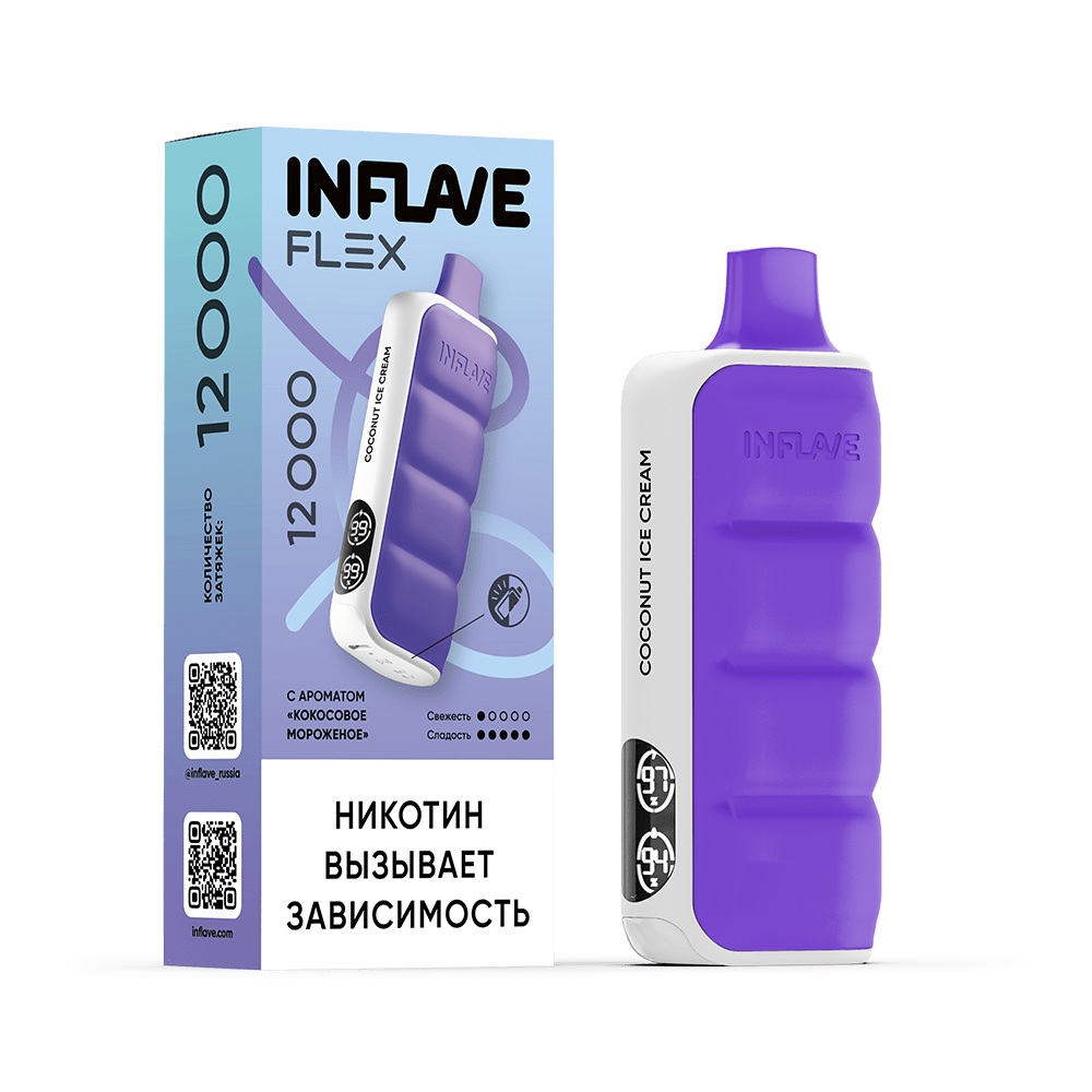 INFLAVE FLEX 12000 Затяжек Кокосовое Мороженое