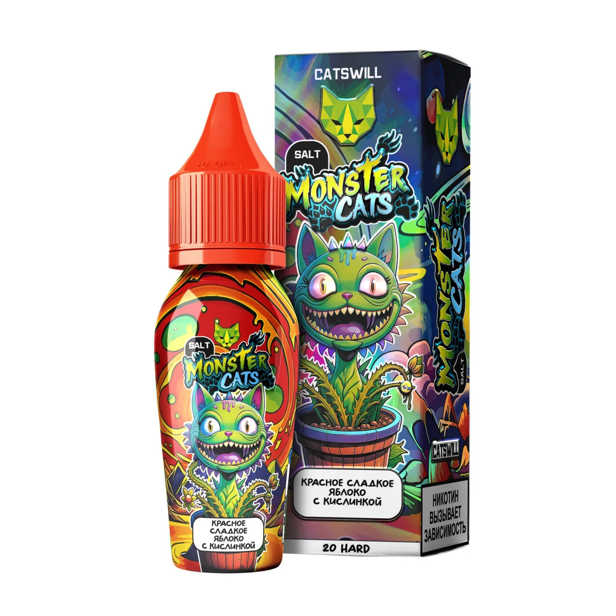 Жидкость Catswill Monster Cats 20 мг Красное Сладкое Яблоко с Кислинкой 30 мл
