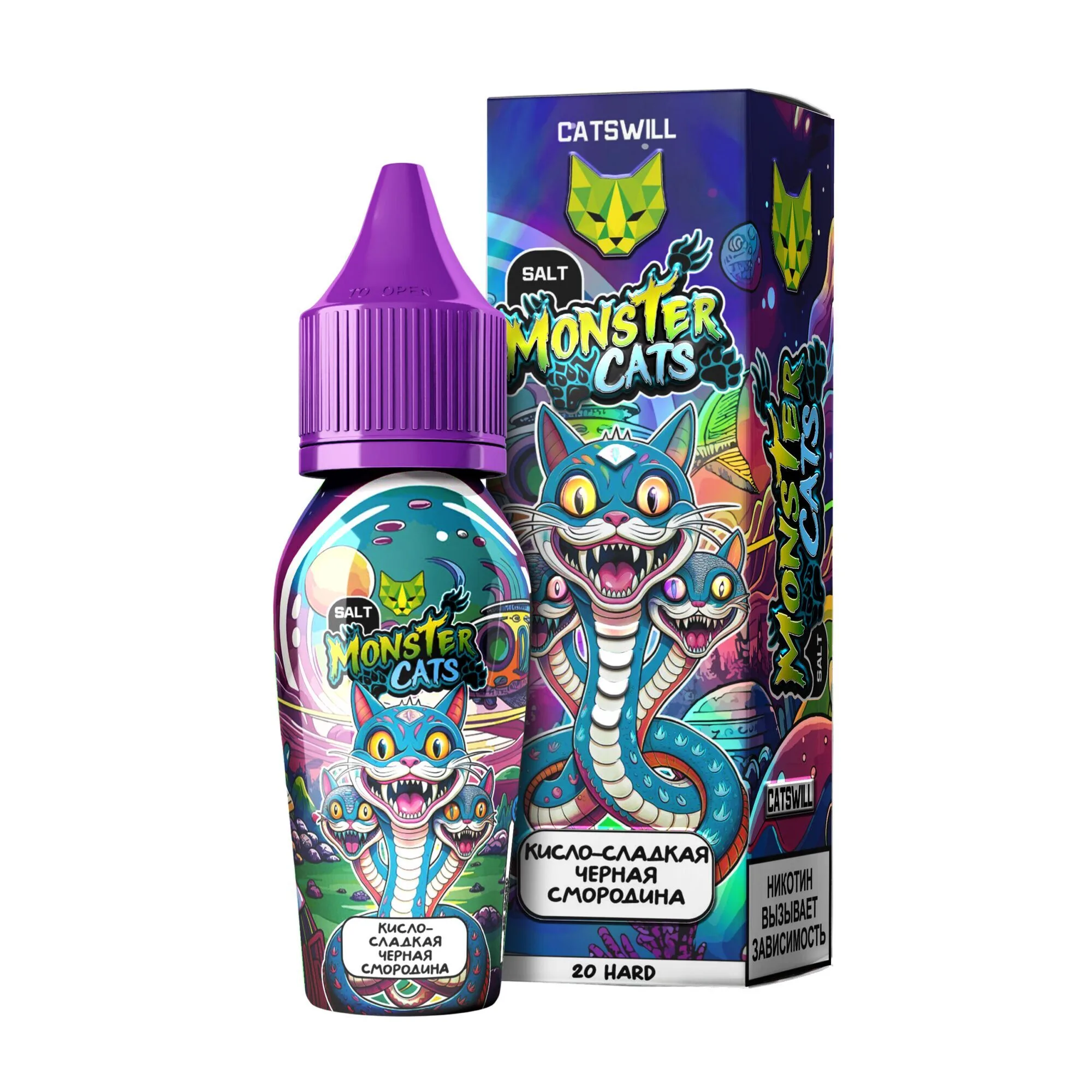 Жидкость Catswill Monster Cats Strong Кисло-Сладкая Чёрная Смородина 30 мл