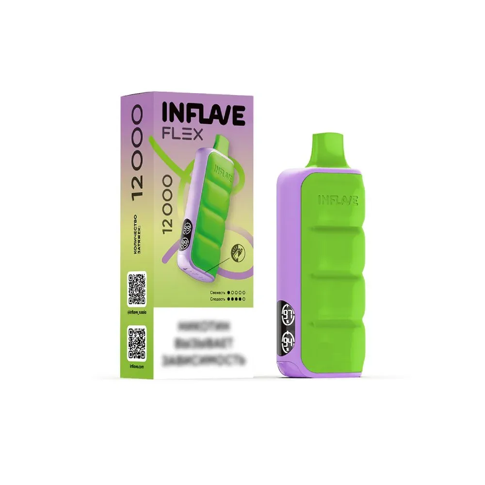 INFLAVE FLEX 12000 Затяжек Зеленое Яблоко Малина Лайм