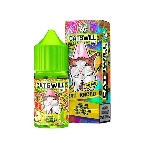 Жидкость Catswill Strong Кислая Яблочная Клубничная Шипучка 30 мл
