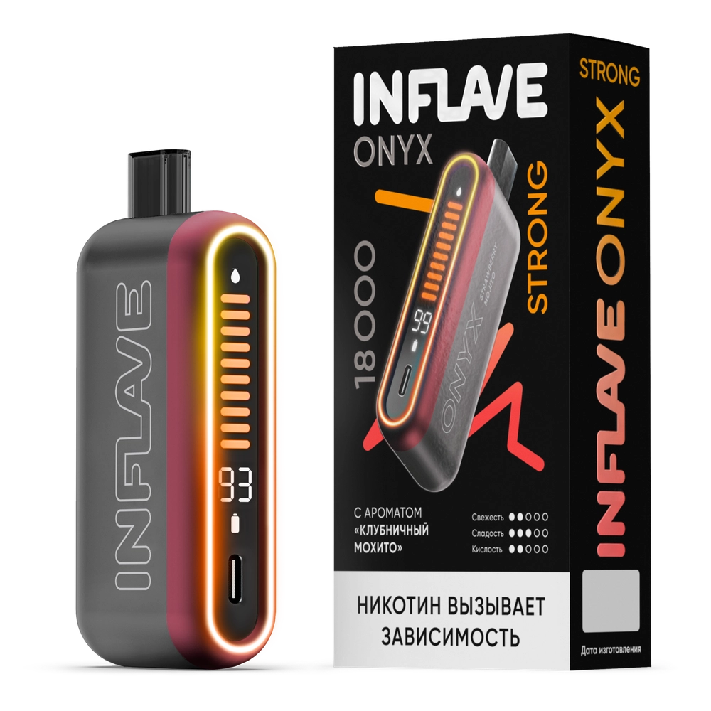 Inflave Onyx Strong 18000 затяжек Клубничный Мохито