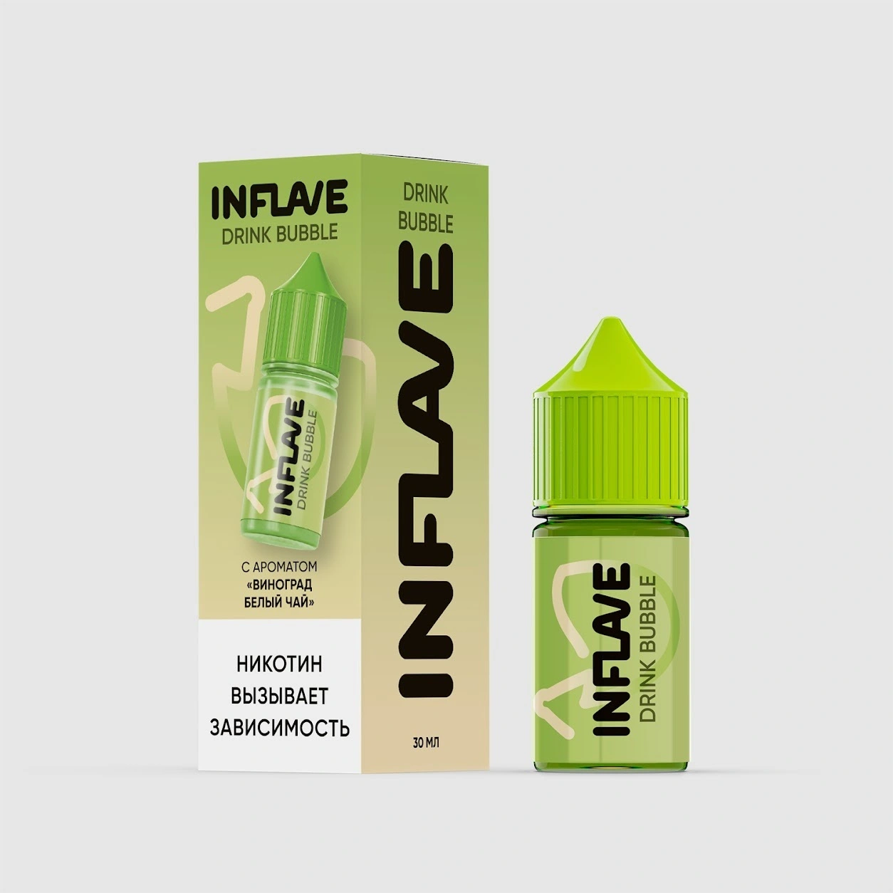 Жидкость Inflave Drink Bubble 20 мг Виноград Белый Чай 30 мл