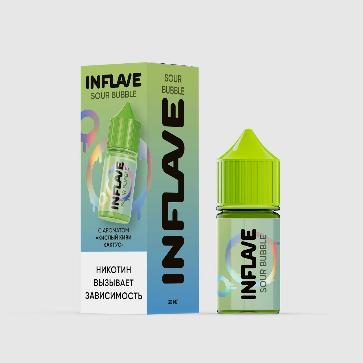 Жидкость Inflave Sour Bubble 20 мг Кислый Киви Кактус 30 мл