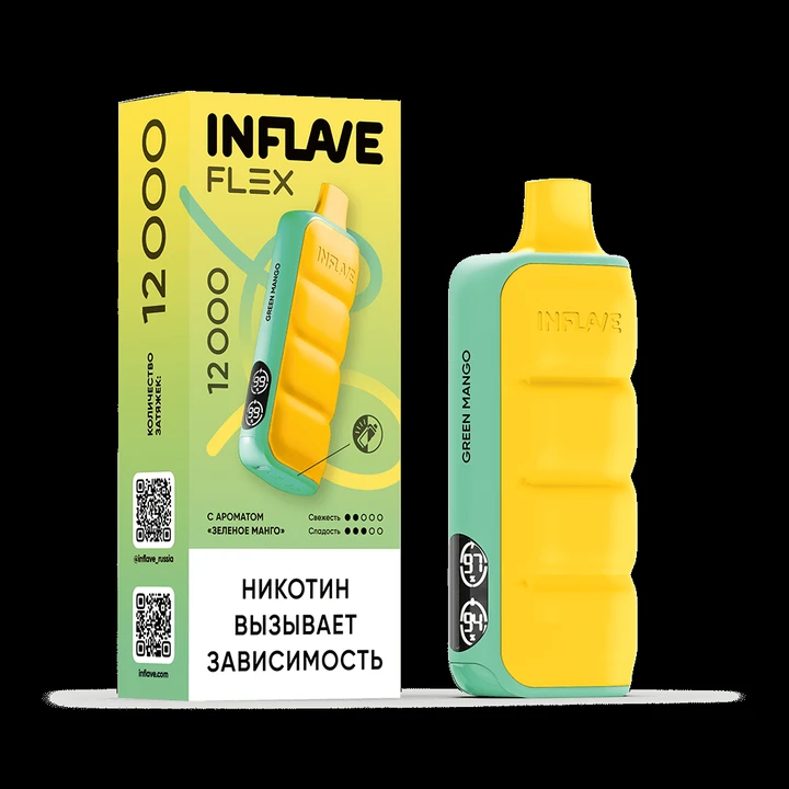 INFLAVE FLEX 12000 Затяжек Зелёное Манго