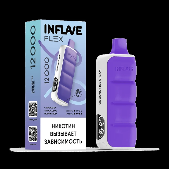 INFLAVE FLEX 12000 Затяжек Кокосовое Мороженое