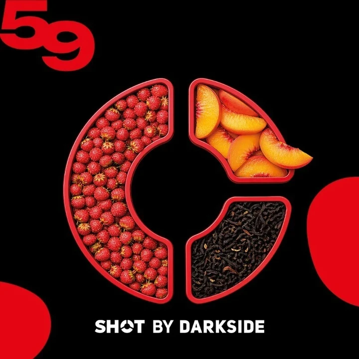 Табак для кальяна Darkside Shot 59 Земляника Персик Чай 25 гр