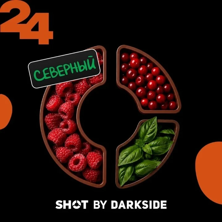 Табак для кальяна Darkside Shot 24 Малина Клюква Базилик Северный 25 гр