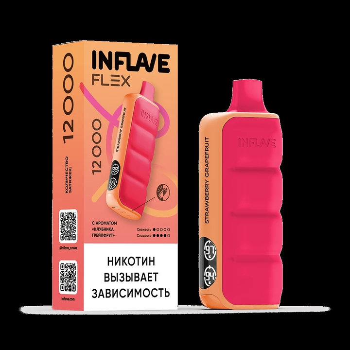 INFLAVE FLEX 12000 Затяжек Клубника Грейпфрут