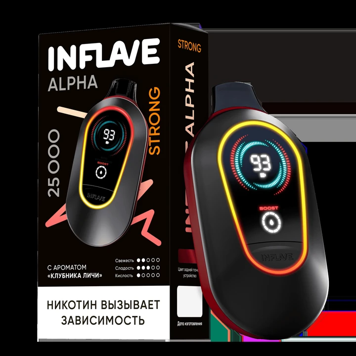 Inflave Alpha Strong 25000 затяжек Клубника Личи
