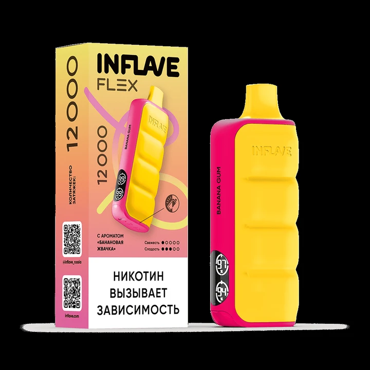 INFLAVE FLEX 12000 Затяжек Банановая Жвачка