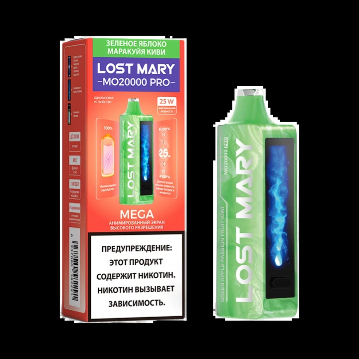 Lost Mary MEGA 20000 Затяжек Green Apple Passion Fruit Kiwi (Зелёное Яблоко Маракуйя Киви)