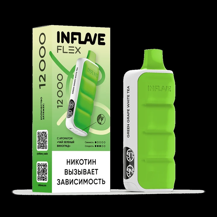 INFLAVE FLEX 12000 Затяжек Чай Зелёный Виноград