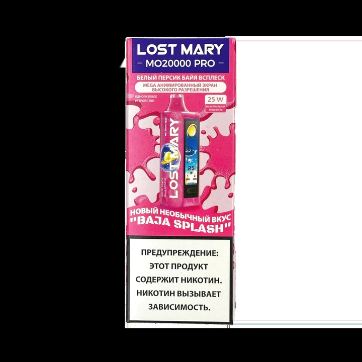 Lost Mary MEGA 20000 Затяжек White Peach Baja Splash (Белый Персик Байя Всплеск)