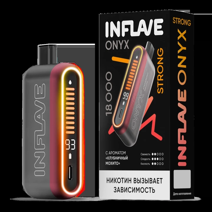 Inflave Onyx Strong 18000 затяжек Клубничный Мохито