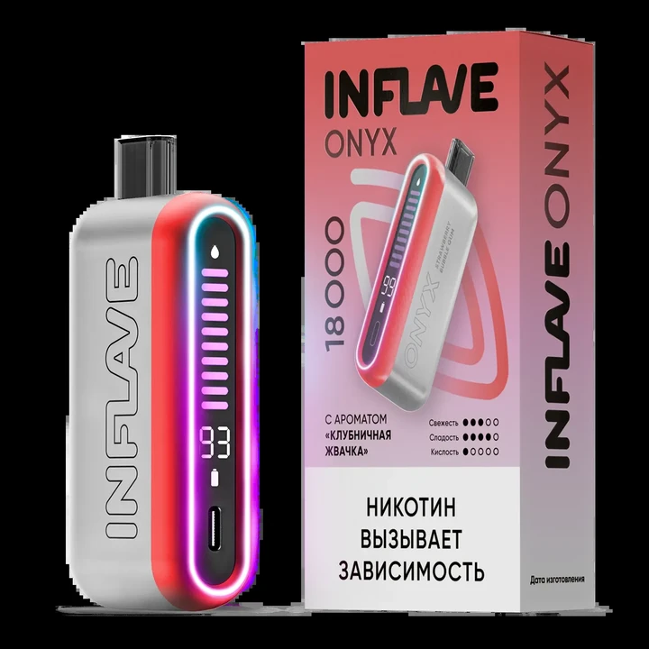 INFLAVE ONYX 18000 Затяжек Клубничная Жвачка