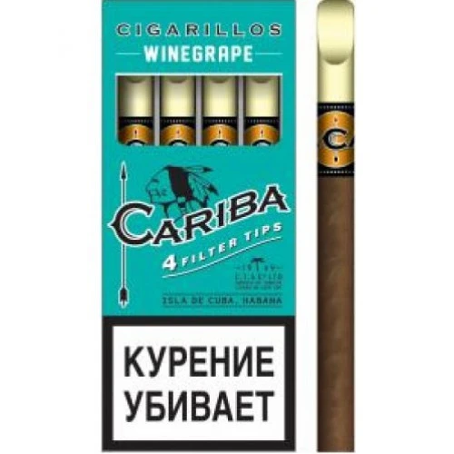 Сигариллы c деревянным мундштуком CARIBA Winegrape/1 кор. х 60 пач. х 4 шт
